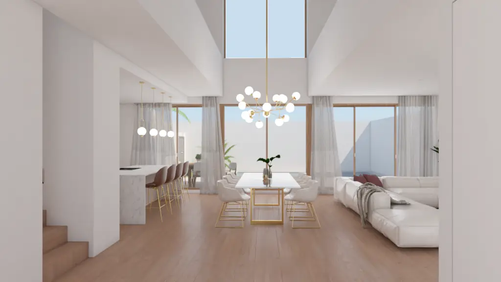 Espacio interior con doble altura y diseño contemporáneo en la Casa de el Puig, Valencia