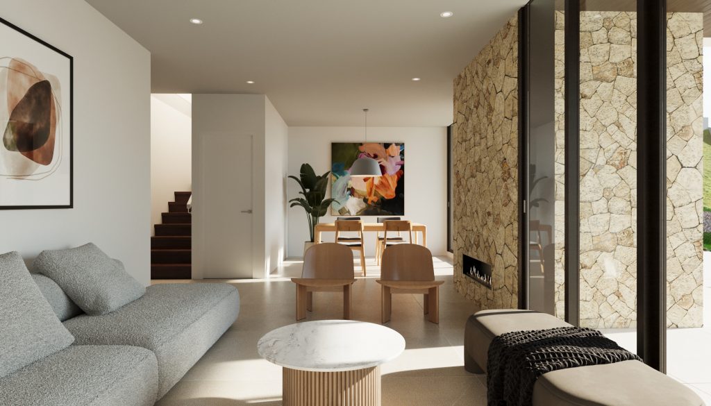 Render 3D de vivienda unifamiliar moderna en Valencia